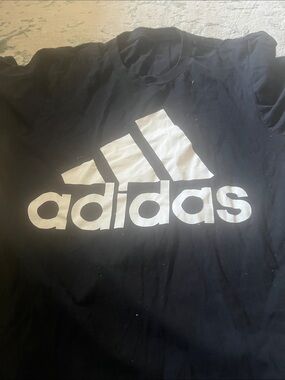 adidas Black Tee with White Logo Graphic